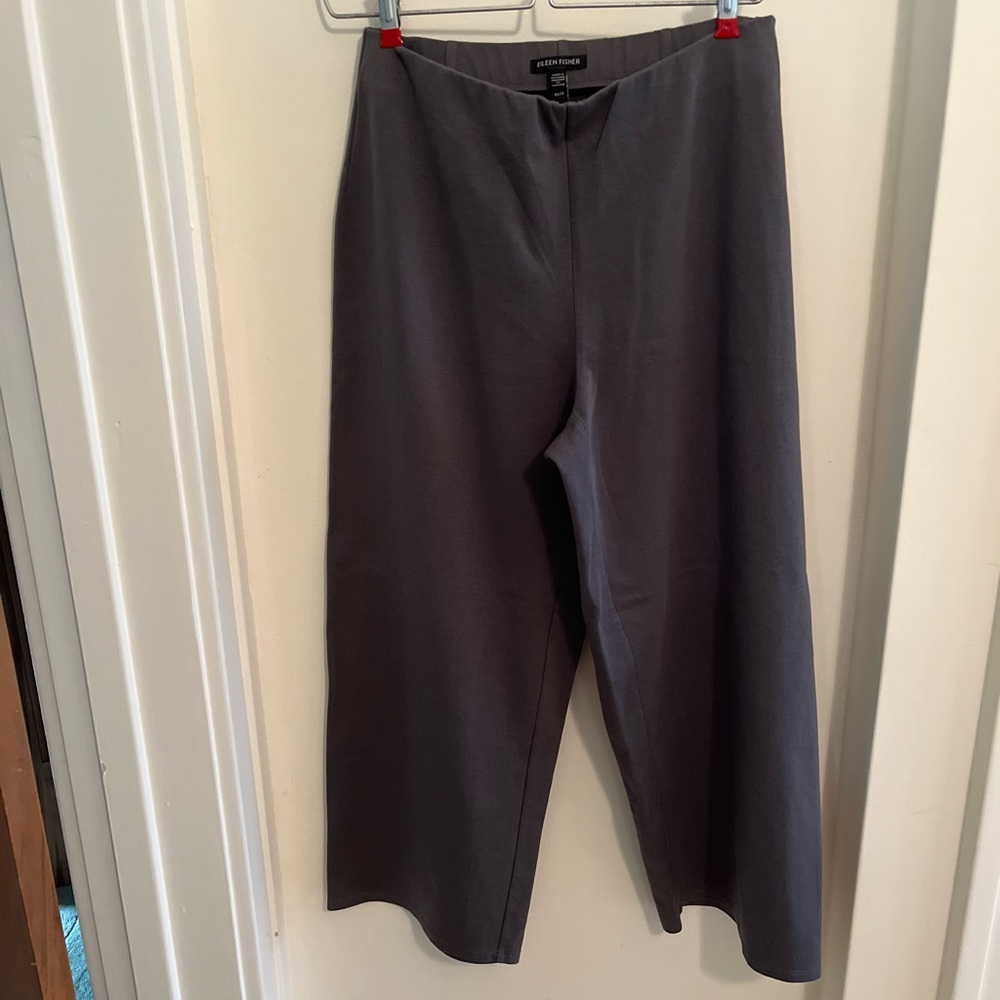 Eileen Fisher Organic Cotton Wide Leg Pants Gray,Size XS